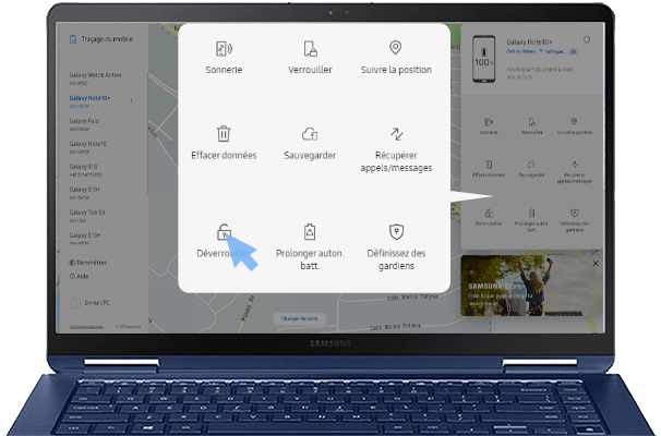 Image décrivant comment déverrouiller son Galaxy avec Find My Mobile