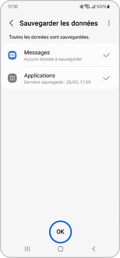 Validation de la sauvegarde des données d'un smartphone Samsung