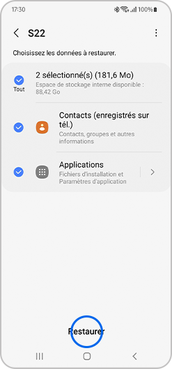 Restauration des données d'un smartphone Samsung