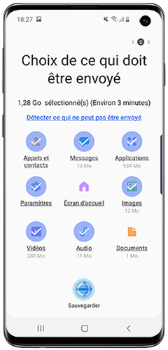 Sélectionnez les éléments que vous souhaitez sauvegarder