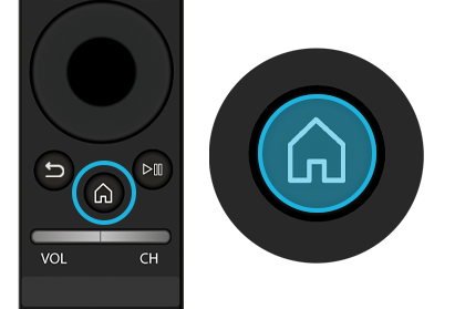 Visão geral da chave inicial do controle remoto de uma TV Samsung