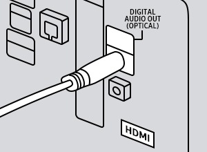 Slik kobler du til ekstern lyd ved bruk av en optisk kabel | Samsung NO