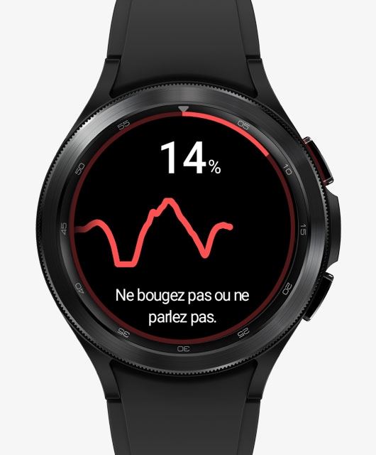 Le cadran de la Galaxy Watch 4 Classic mesure la fréquence cardiaque. Son affichage passe du menu de mesure de fréquence cardiaque à l’interface de mesure.