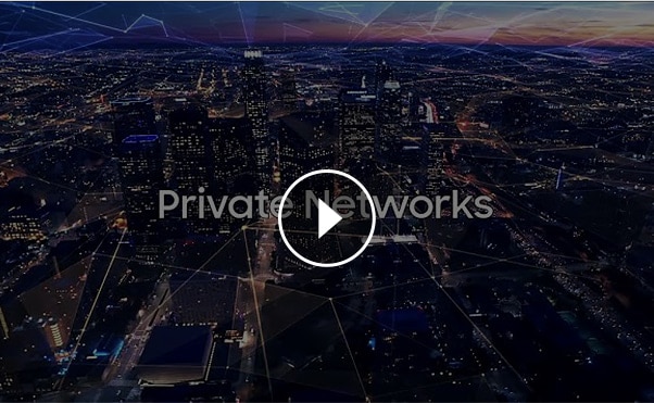 Video - An Image of coverage expressed on the night view of the city, and 'Private Networks' written on it.