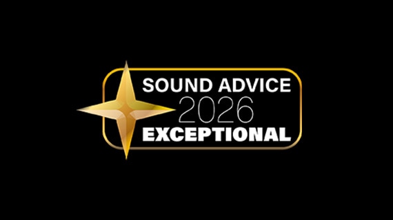Sound Advice 2026 Recommended logo, indicating that the Samsung OLED S95H (EU S99H) was selected as a 2026 Exceptional product by Sound Advice.