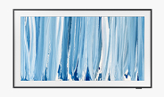 تلفزيون Samsung The Frame يعرض منظراً طبيعياً تجريدياً بدرجات اللونين الأزرق والأبيض.