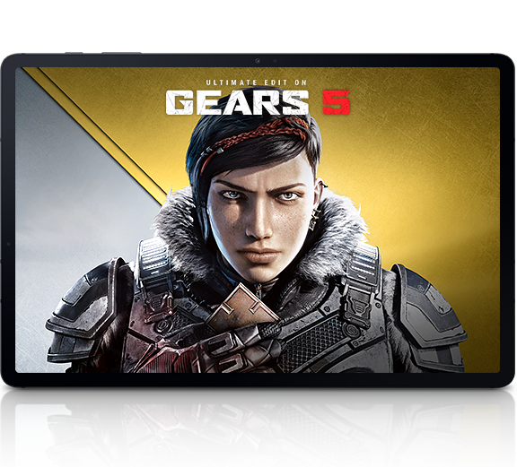 Xbox games surround the tablet with Gears 5 onscreen,
                                                                    showing the 100+ games you can stream and controller for even
                                                                    more fun