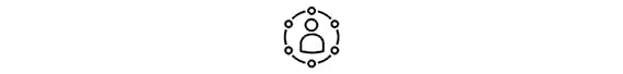 icona con piccoli cerchi interconnessi intorno a un uomo 