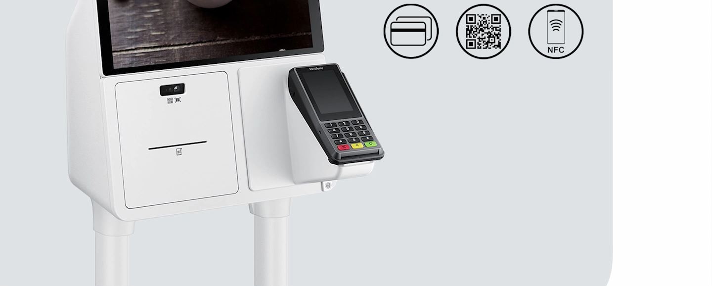 At KIOSK, pay with a credit card or QR code and NFC on your mobile phone and print a receipt.