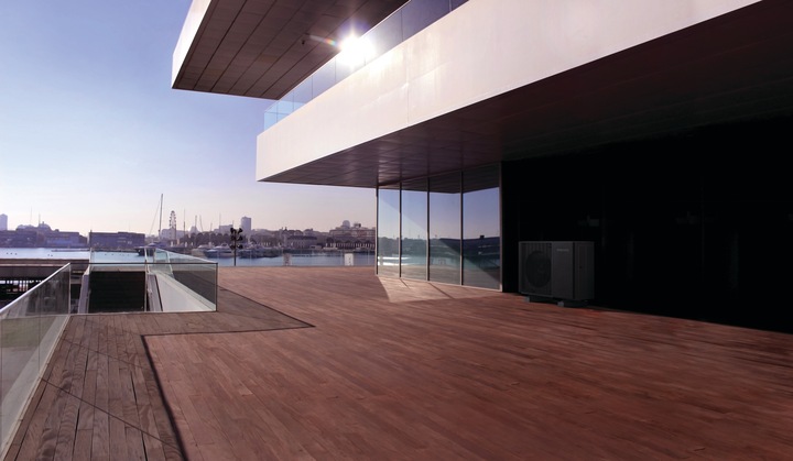 Stylish house with black outdoor unit