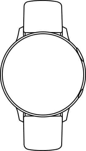 A line drawing of a Galaxy Watch active2