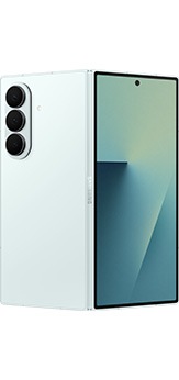 Galaxy Z Fold7 in Mint seen unfolded from the rear.