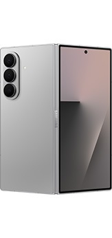 Galaxy Z Fold7 in Silver Shadow seen unfolded from the rear.