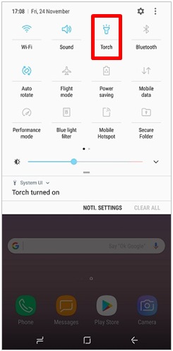 How To Switch On Torch Flashlight In Samsung Smartphones (hong-kong 