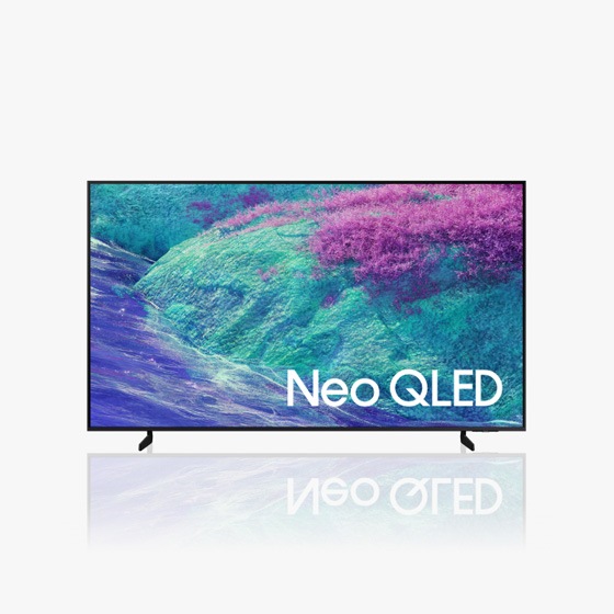 Neo Qled se vidi s prednje strane i prikazuje šareni čuvar zaslona.