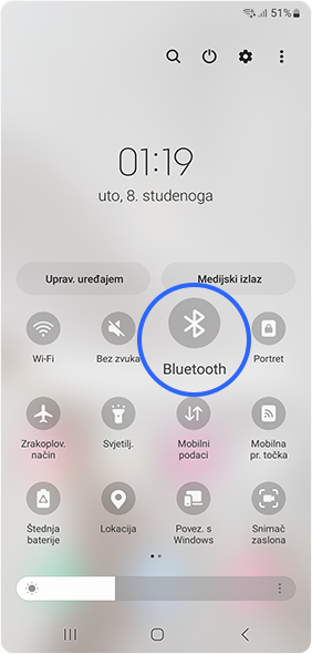 Click to disable Bluetooth icon to reduce battery usage