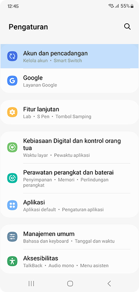 Pilih ikon akun pengguna di sisi kanan atas