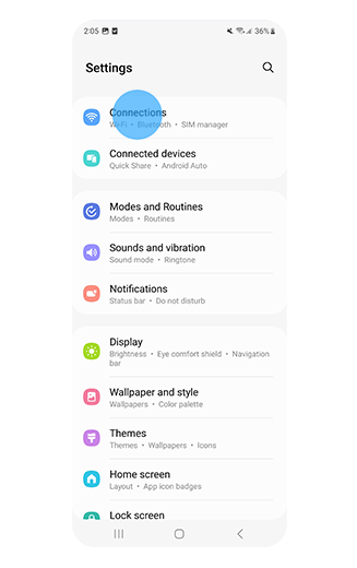 Pengaturan esim dan kecepatan refresh tampilan layar Tab S9 FE
