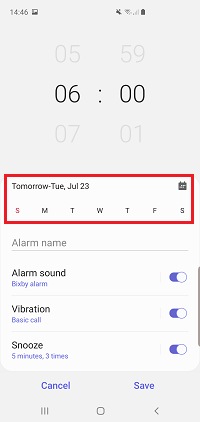 How do I set, edit and turn on or off alarms on my Samsung Galaxy