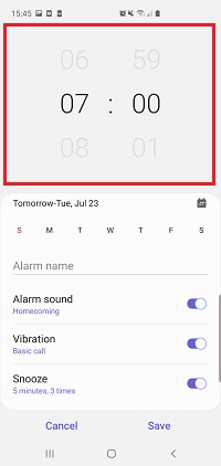 How do I set, edit and turn on or off alarms on my Samsung Galaxy