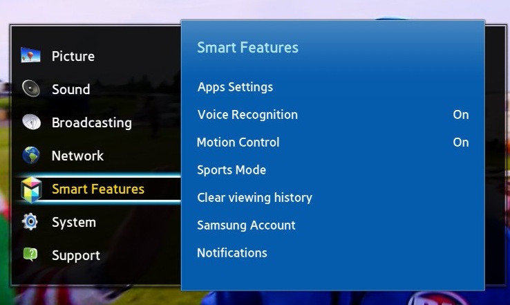 Press the Menu button then navigate to Smart Features