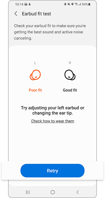 Find the best fit for your ears with the Galaxy Earbud fit test