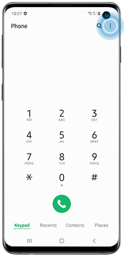 Иконата на повече опции се намира в горната дясна страна на приложението за телефон