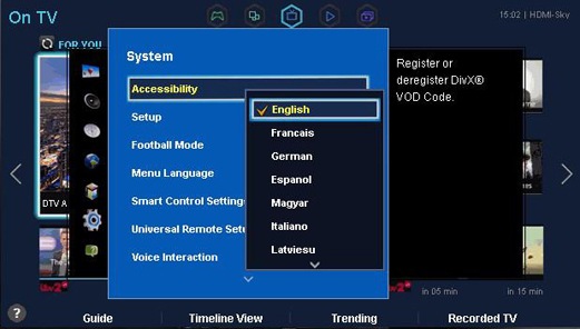 How do I change the menu language on my Samsung TV