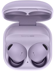 Open Bora Purple Buds2 Pro case with two buds inside charging.