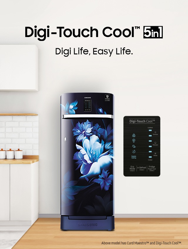 Single Door Refrigerators DigiTouch Cool™ 5in1 Samsung India