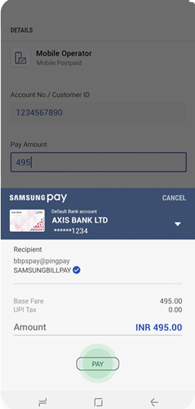 Bill Payments using Samsung Pay - Step 5 Use Samsung Pay for Bill Payments