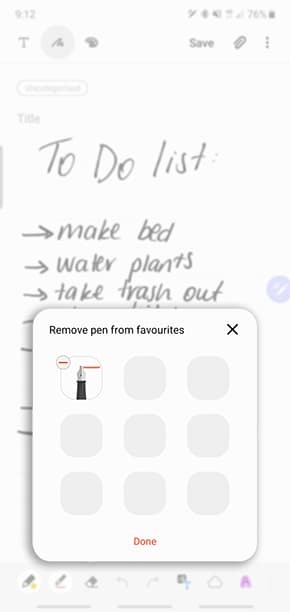 removing favourite S Pen