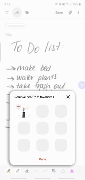 removing favourite S Pen