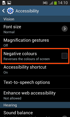 What is Negative colours option in Samsung Galaxy Grand Neo(GT-I9060)?