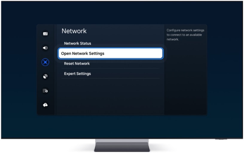 select open network settings in samsung tv