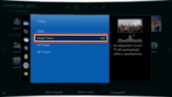 How to set the Timer in Samsung Smart TV to turn it off automatically