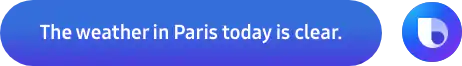 Speech bubble reads The weather in Paris today is clear.