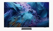 A Samsung Neo QLED 8K TV displays a blue abstract landscape on screen.