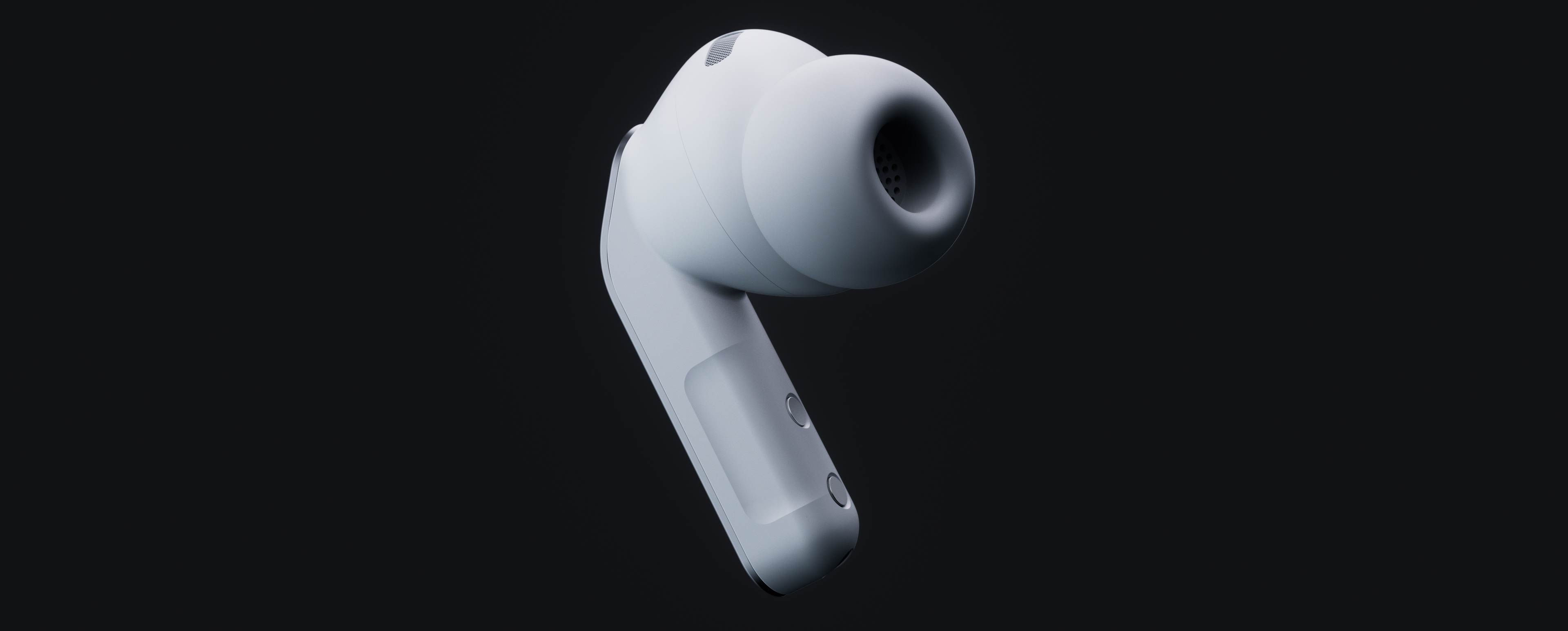 Galaxy Buds4 Proـێکی تاک لە دیمەنێکی پەرشکراودا، کە سیستەمی دەنگی ناوەوە پیشان دەدات، لەنێویاندا ووفەری فراوانتر و تویتەری سپیکەری 2-ئاڕاستە.