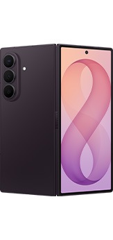 Vista posteriore di un Galaxy Z Fold8 Ultra aperto in versione Violet Shadow.