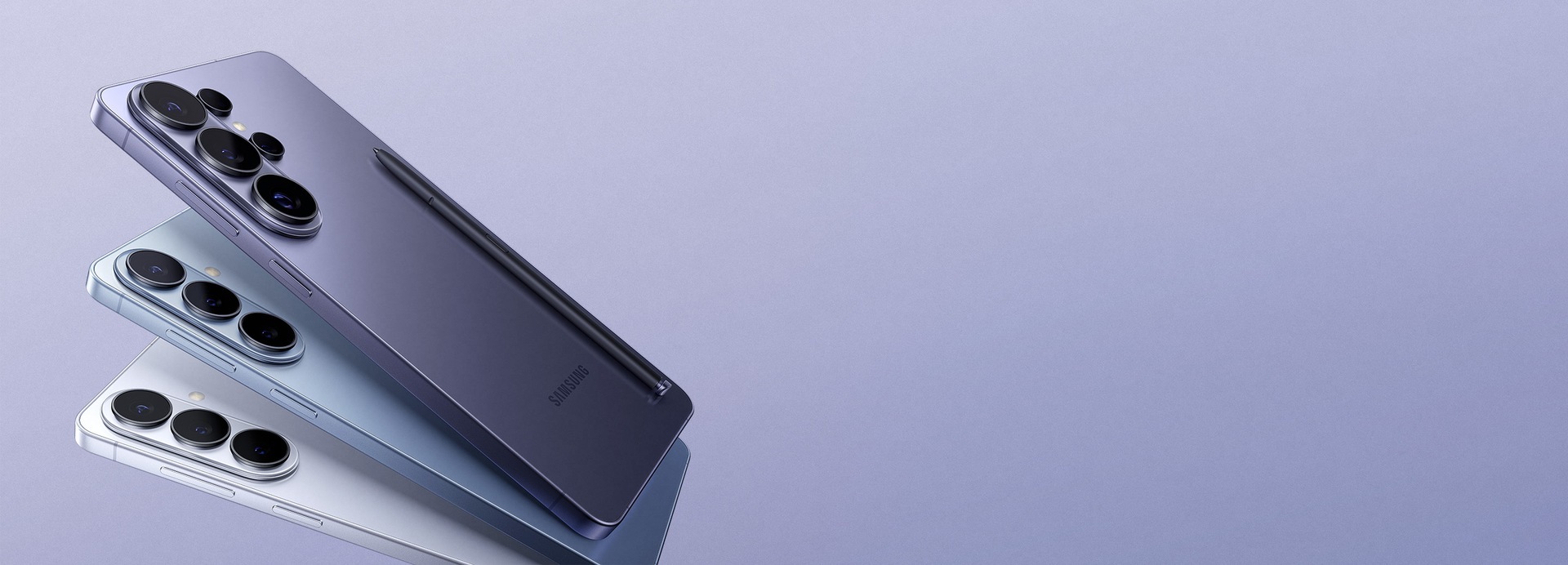 Due Galaxy S25 Ultra di colore Titanium Silverblue e Titanium Black, uno visto da dietro e l’altro visto frontalmente, si sfiorano con i rispettivi angoli. Il Galaxy S25 Ultra visto frontalmente mostra una notifica di Now Brief nella Now Bar con le parole “Vedi il meglio di oggi”. Sul retro del Galaxy S25 Ultra visto da dietro è poggiata una S Pen. Galaxy S25 Ultra per le aziende. Galaxy AI.