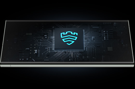 Una vista di Galaxy S23 Ultra mostra il logo Samsung Knox.