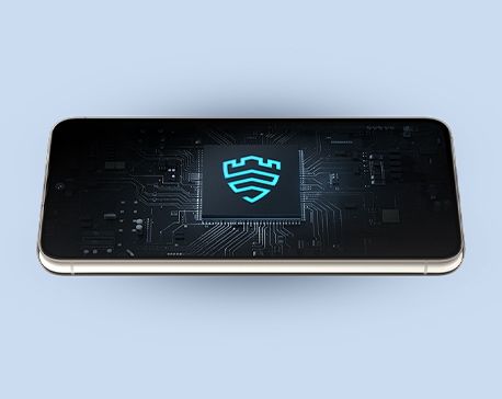 Una vista di Galaxy S23 plus mostra il logo Samsung Knox.
