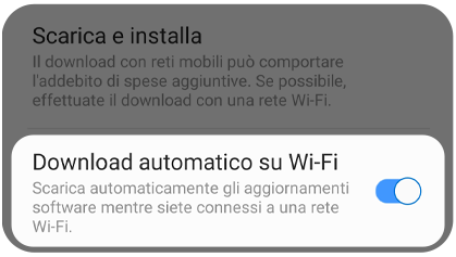Opzione Download automatico su Wi-Fi di Galaxy S10