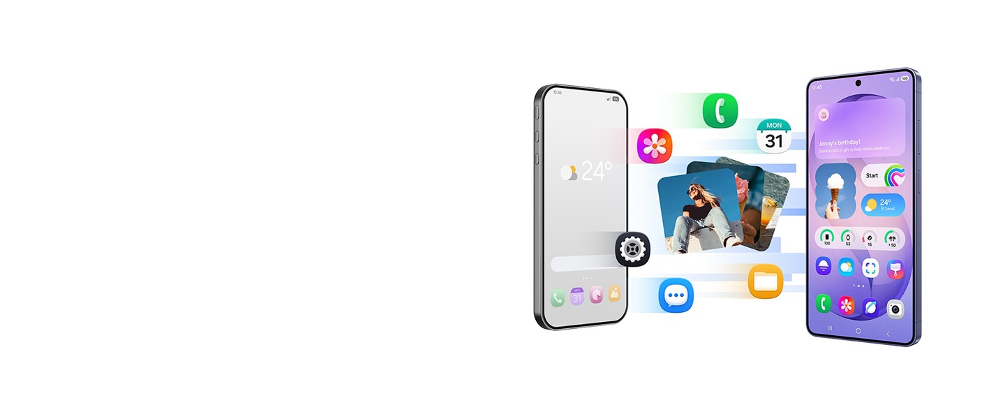 他社製スマホからGalaxy（ギャラクシー）スマホへ乗り換えする様子のメインビジュアル。