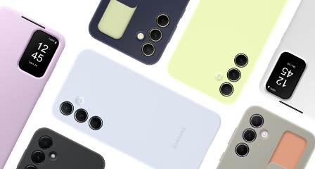 Galaxy A55（ギャラクシーエー55）の純正アクセサリーが描かれた画像。