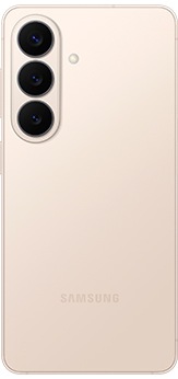 Galaxy S26 артқы жағынан қызғылт алтын түспен көрінеді.