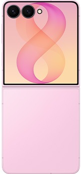 Un Galaxy Z Flip8 en Pink, visto desplegado desde atrás.