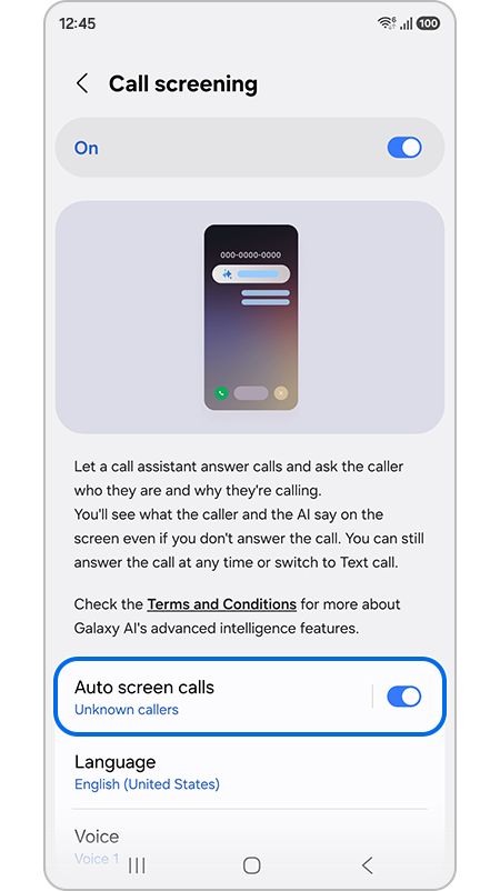 How to use the Call screening feature with AI assistant on the Samsung ...