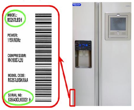 How to find the model and serial number of the refrigerator?